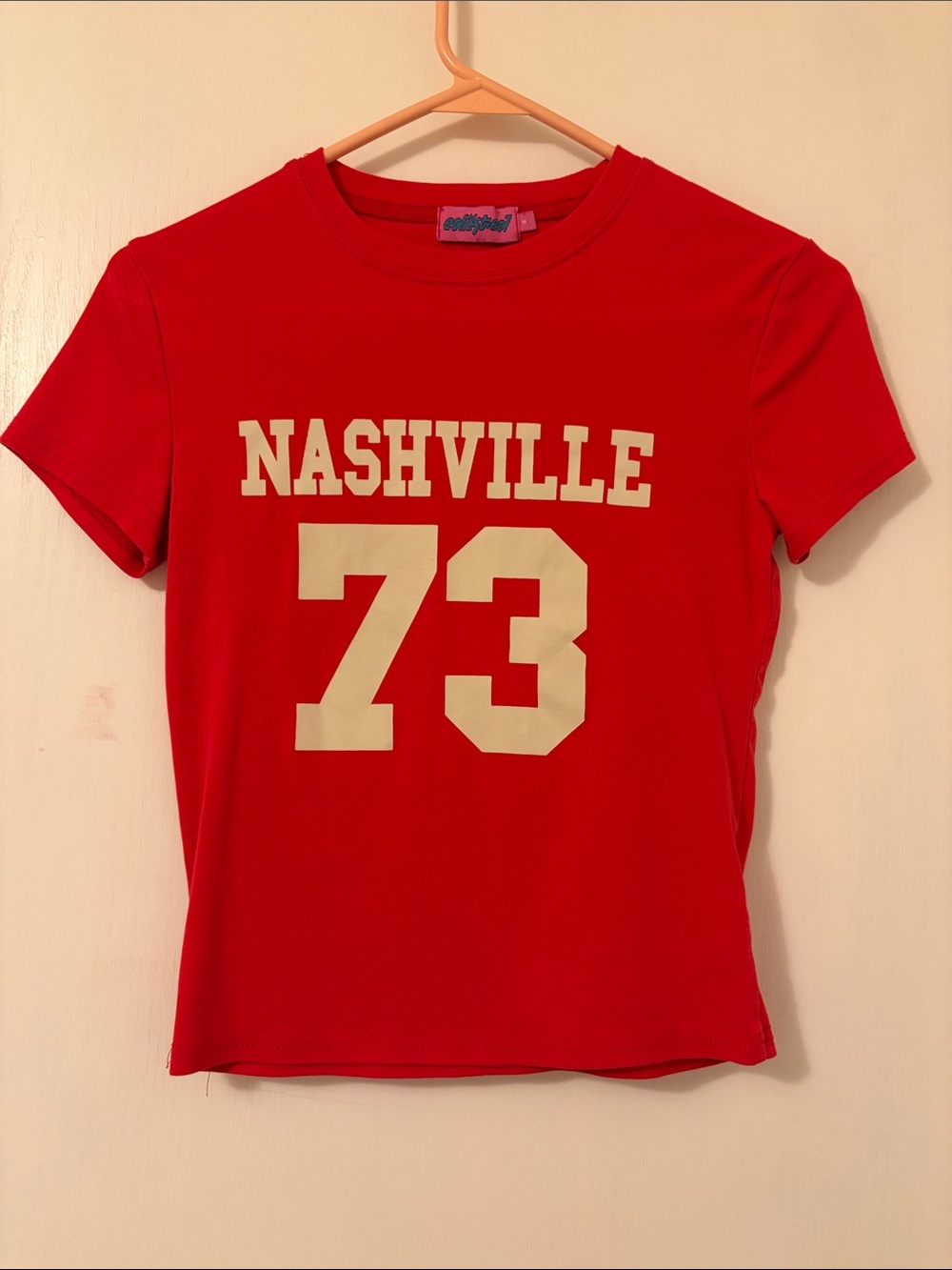 Edikted Red 'Nashville 73' Graphic Tee size s